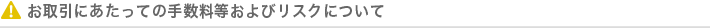 お取引に当たっての手数料およびリスクについて